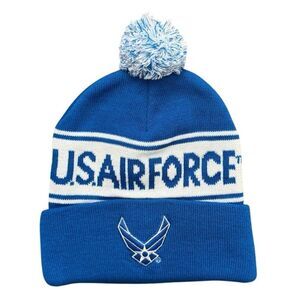 Blue USAF Beanie with Pom Pom U.S. Military Branch Airforce Military Beanie